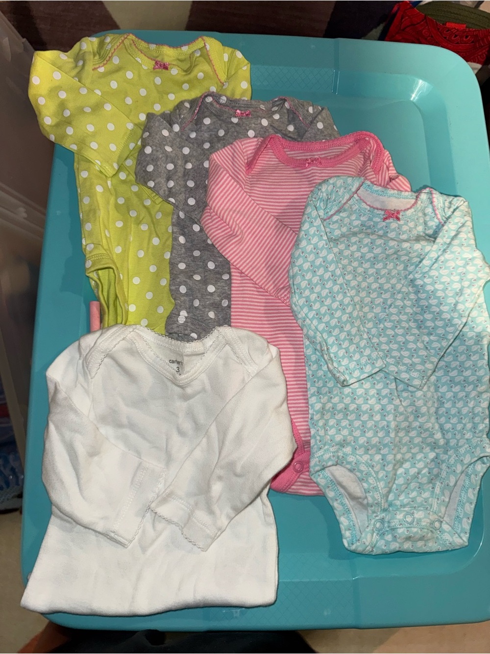 Carter's Baby Girls Long-Sleeve One-Piece Bodysuits - Mixed Colors (5-Pack)